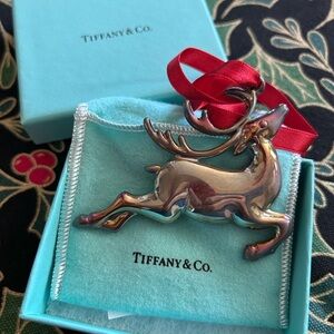 Tiffany Christmas Sterling Silver Reindeer 
Never hung, original box & bow